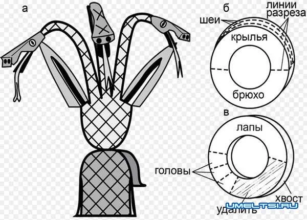 схема выреза дракона из шины