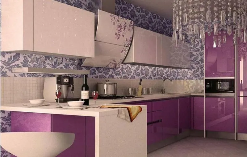 Кухня в фиолетовом цвете 5