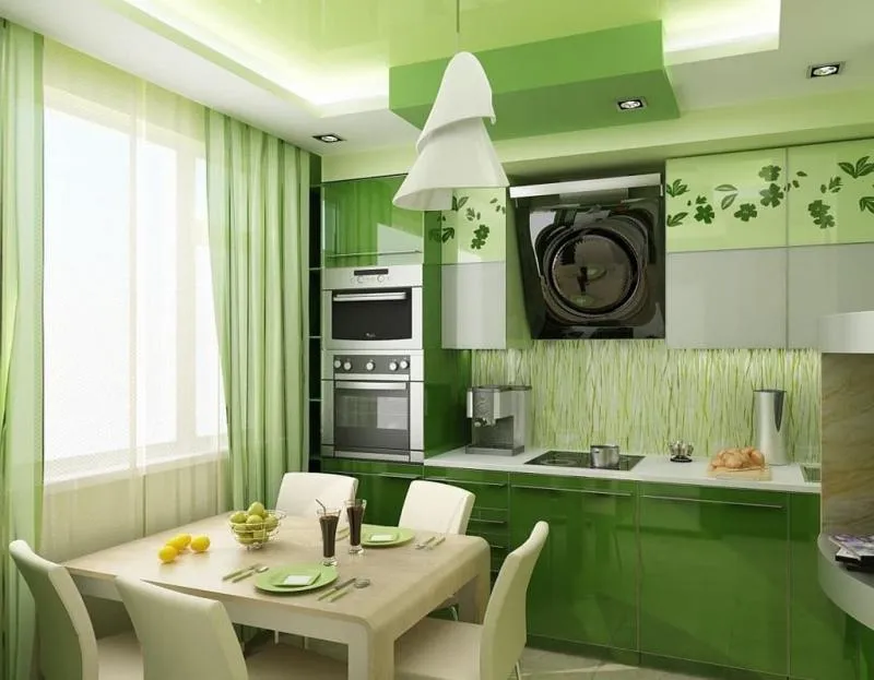 Кухня в зеленом цвете 3