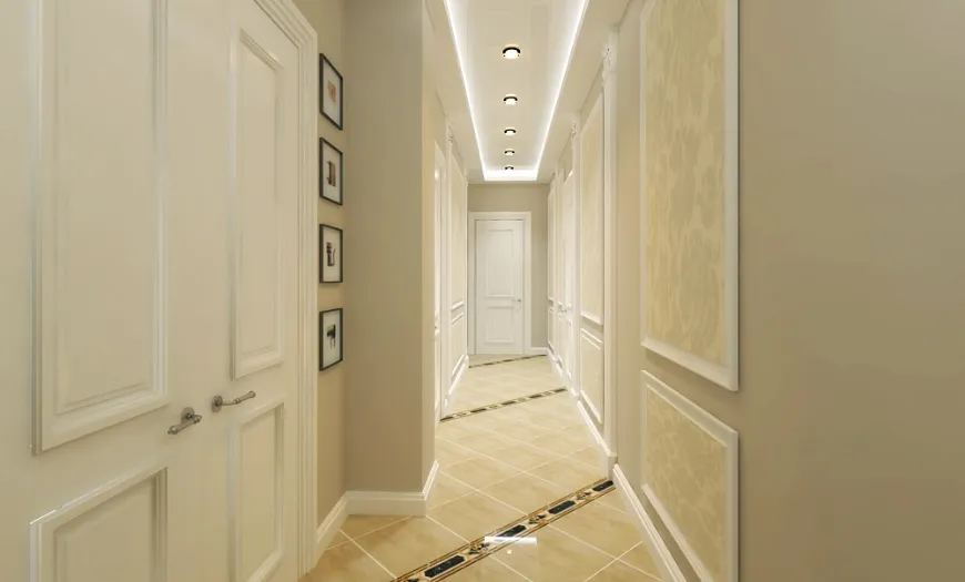 оформление узкого коридора в квартире фото