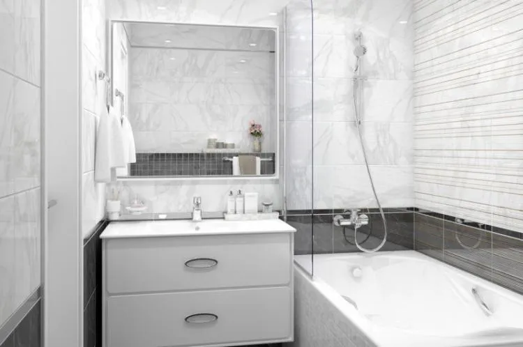 Серая ванная комната 2 кв.м. - Дизайн интерьера