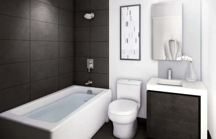 Смелый и современный проект малогабаритной ванной комнаты, который поможет создать по-настоящему уникальное помещение.