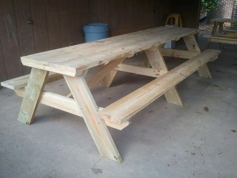 трех метровый стол для пикника со скамейками