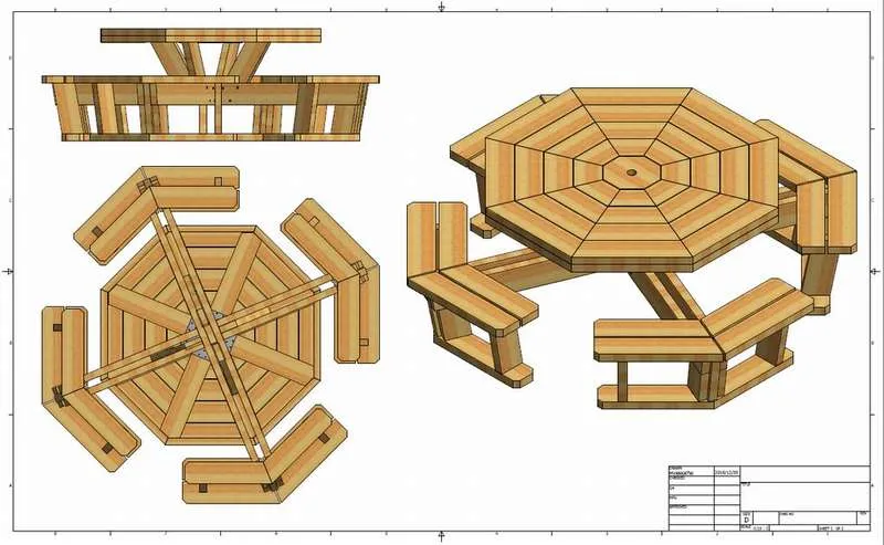восьмиугольный стол для пикника