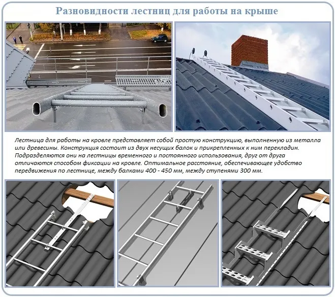 Разновидности лестниц для работы на крыше