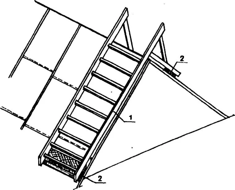 Чертеж деревянной лестницы для кровельных работ