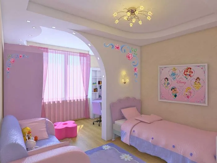 идея яркого дизайна спальни для девочки