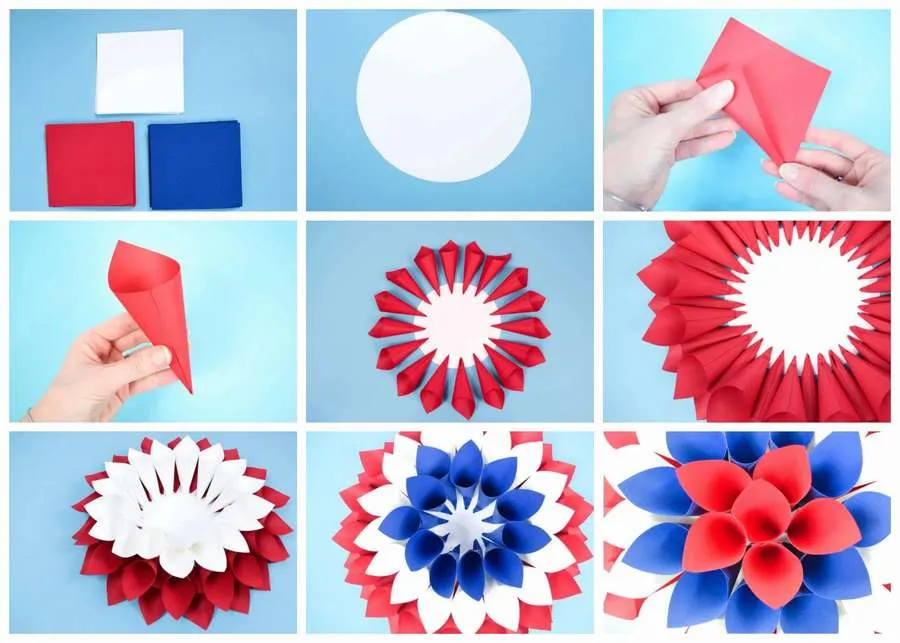 как сделать большие цветы из бумаги