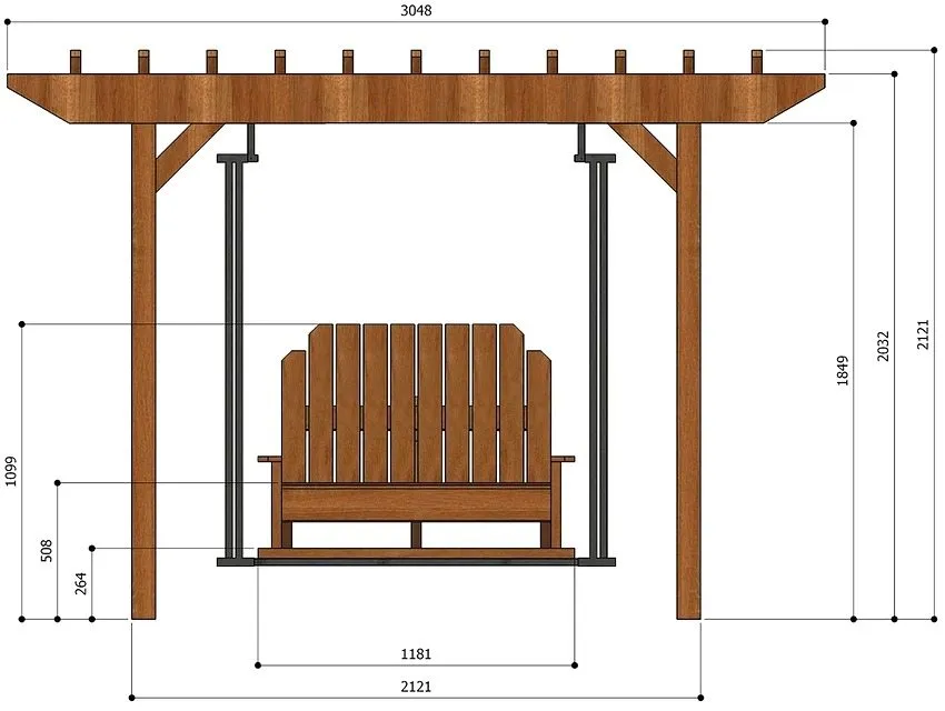 Монтажные размеры качелей из металла и дерева