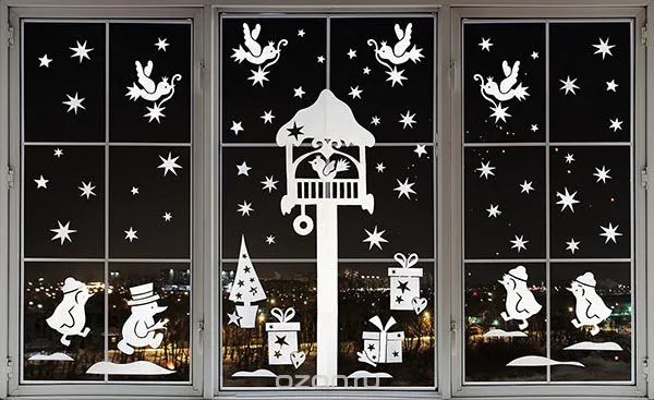 Украшения на окна на новый год 2019 своими руками — шаблоны и трафареты. Идеи чем можно украсить окна., схемы вытынанок, как приклеить снежинки на окна
