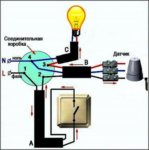 Схема через выключатель