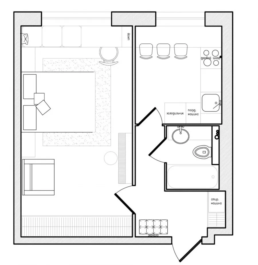 Планировка однокомнатной хрущевки 30 кв.м