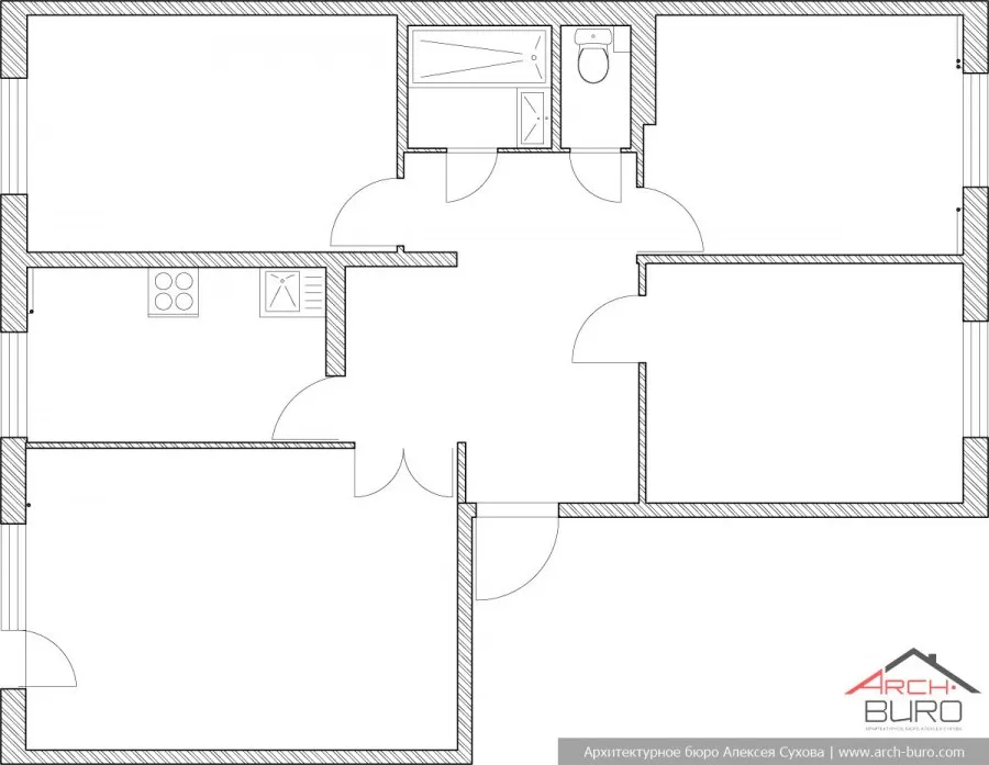 Перепланировка трехкомнатной квартиры в панельном доме 9 этажей