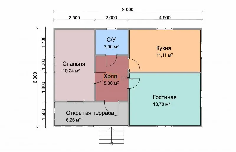 Планировка дома 6 на 6 с мансардой и санузлом и котельной