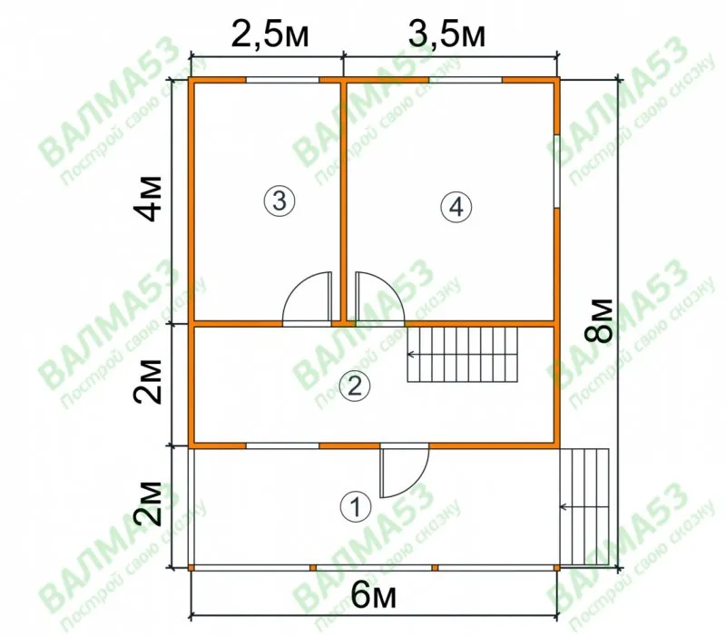 Дом 6х8 одноэтажный планировка