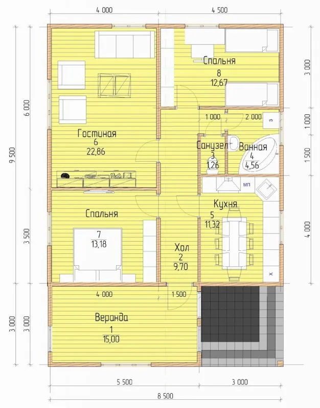 Планировка частного дома одноэтажного с котельной
