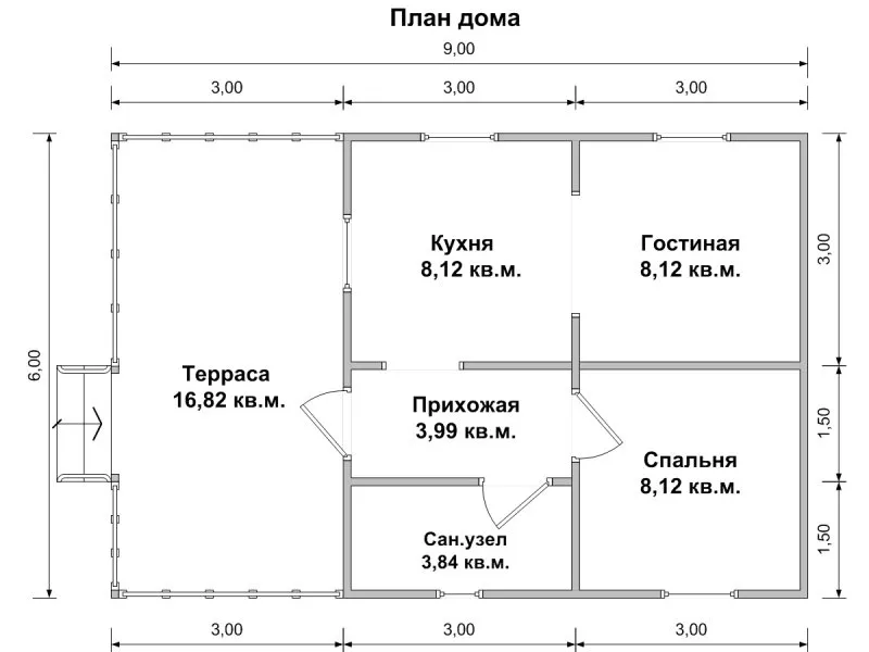 Проект дома 8 на 6 одноэтажный планировка