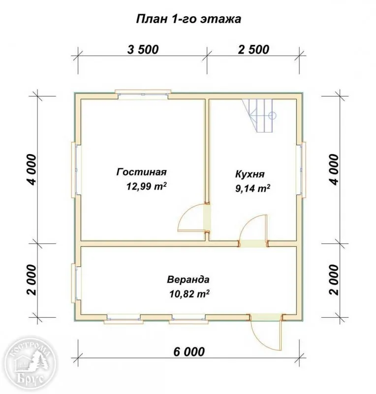 Планировка дома 6х9 одноэтажный с котельной