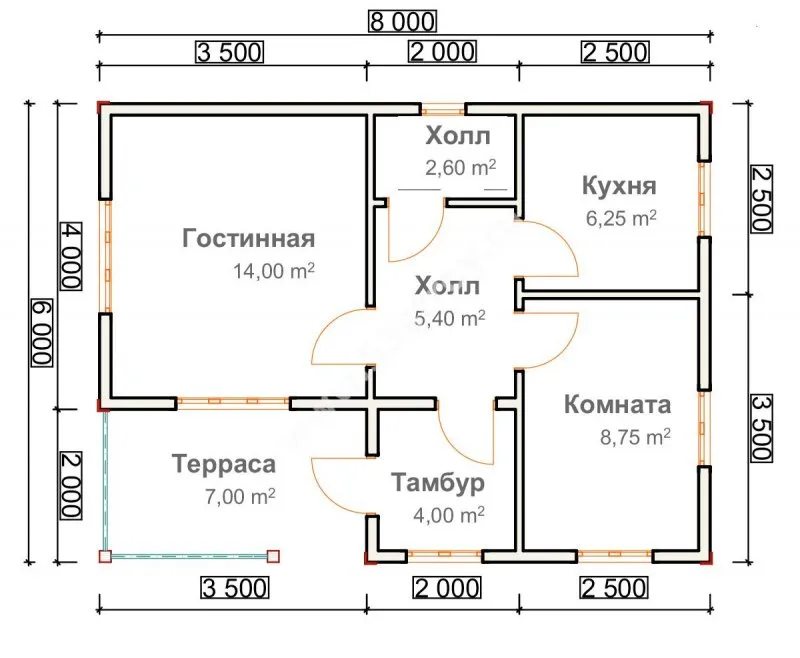 Дом 4х8 одноэтажный планировка