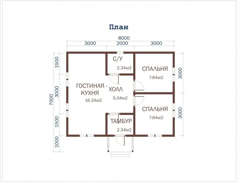 План дома 6х8 одноэтажный