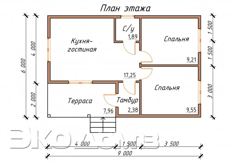 Дачный дом 6 на 6 одноэтажный планировка