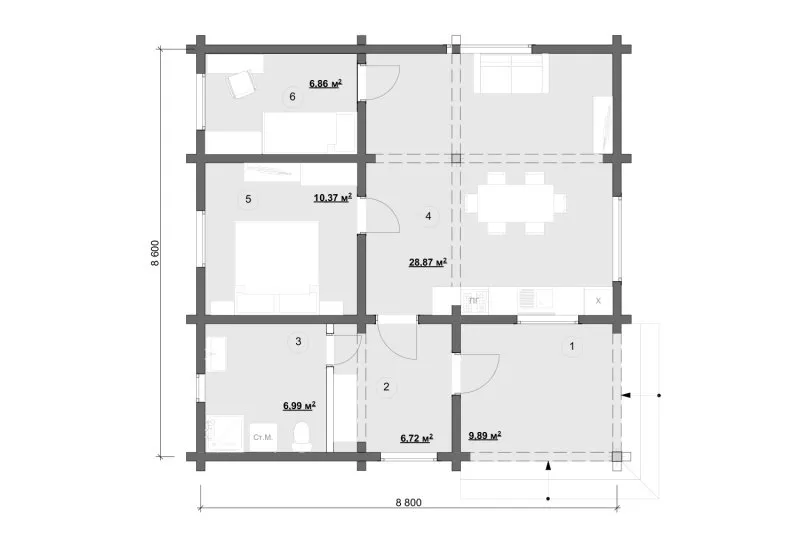 Каркасный дом чертежи 6х8