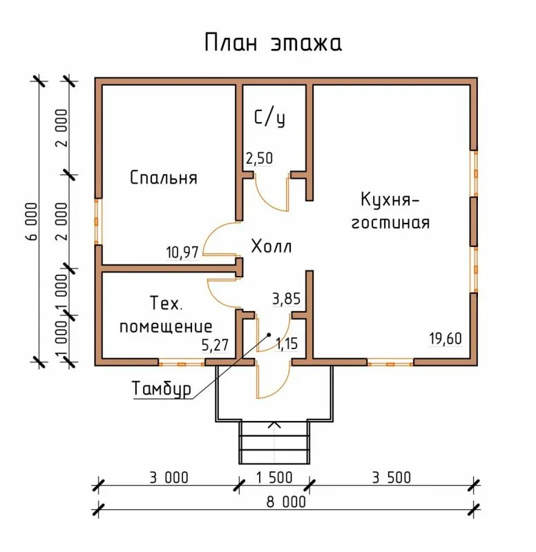 Дом 6 8 одноэтажный с размерами