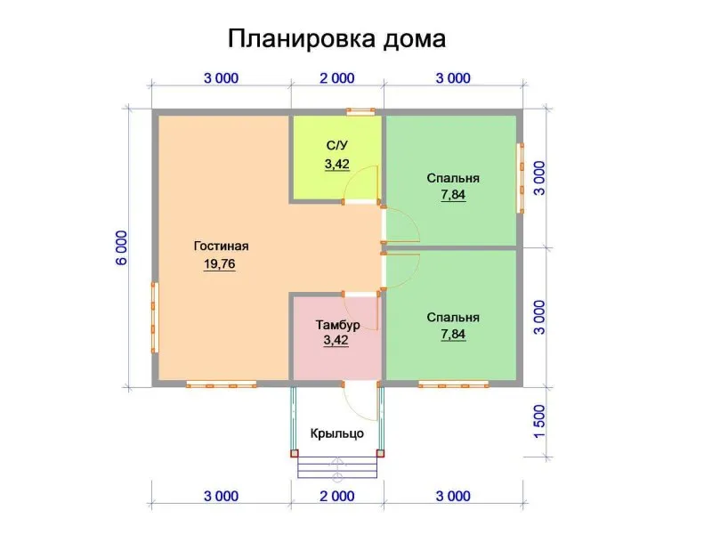 Планировка дома 7 на 8 одноэтажный