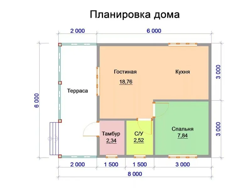 Дом 7 на 7 одноэтажный планировка