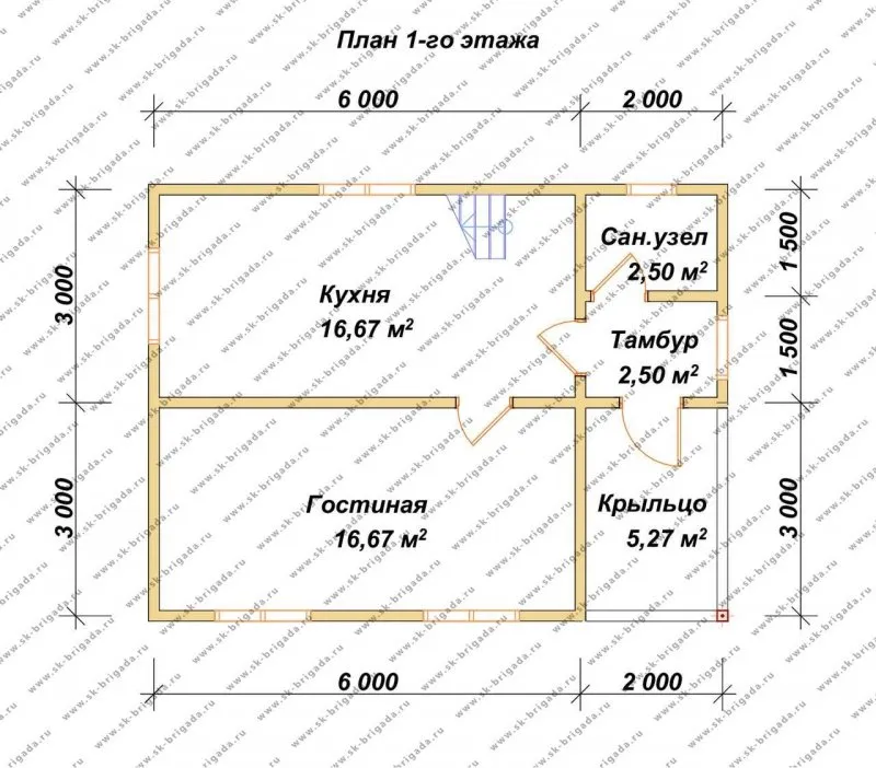 Дом из бруса 8 на 8 одноэтажный