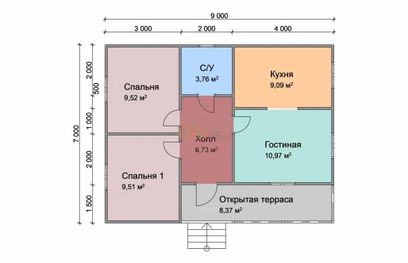 Одноэтажный дачный дом планировка