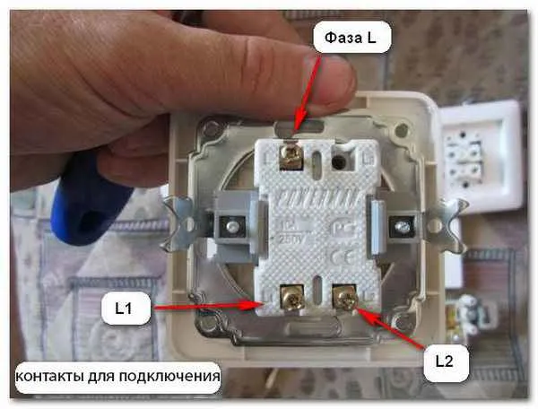 Схема монтажа двухклавишного выключателя
