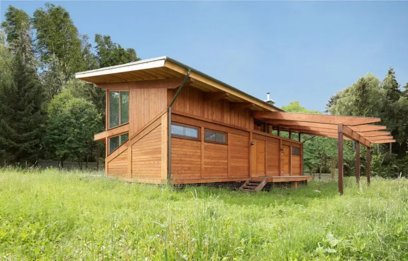 Проекты деревянных домов с односкатной крышей