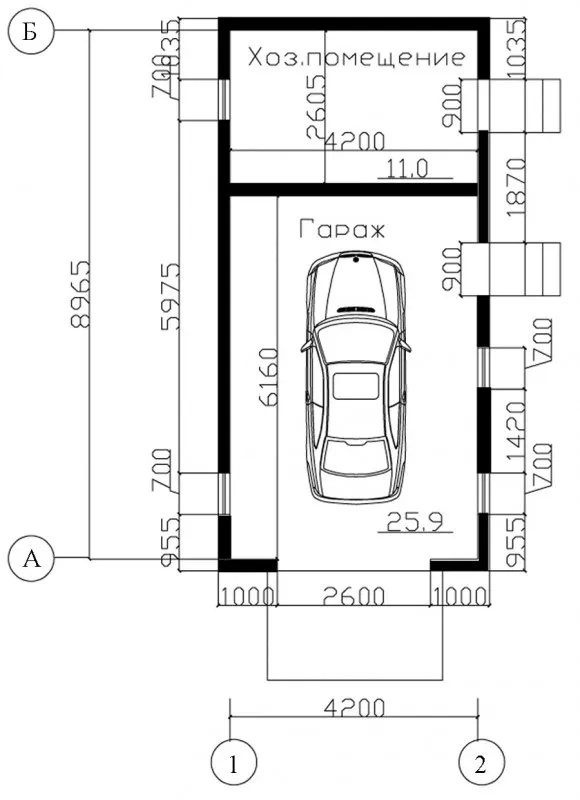 Чертеж гаража 5х6