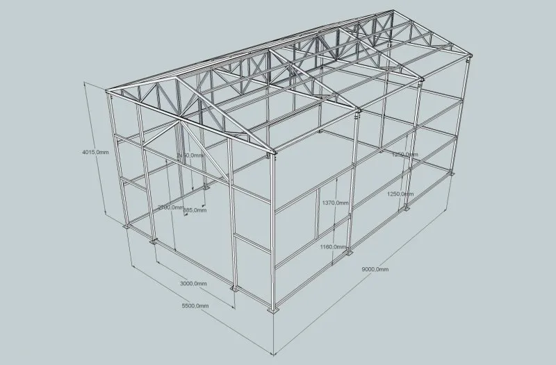 Чертёж каркасного гаража 6х10