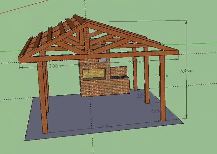 Двухскатная крыша на летней кухне-беседке