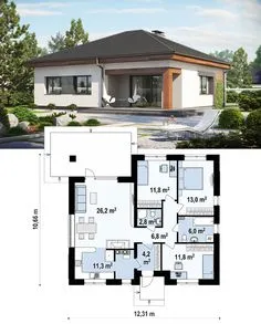 Классика одноэтажного домостроения - Проект дома Z273