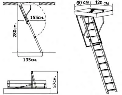 Люк лестница на чердак размеры