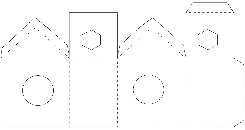 Развертка-схема для изготовления домика для птиц из бумаги