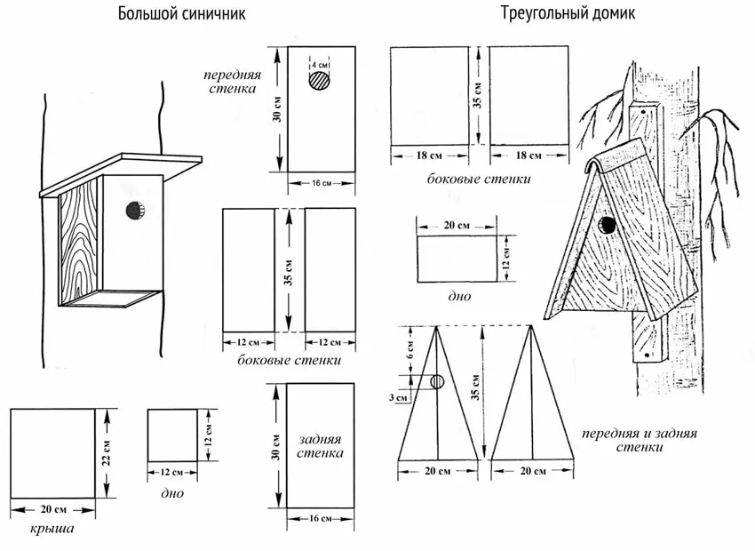 Схемы изготовления домиков для крупных птиц