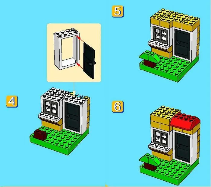 Пошаговая схема строительства двухэтажного дома лего: шаг 4-6