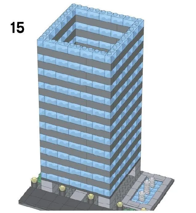 Схема постройки многоэтажного здания из конструктора лего: шаг 15