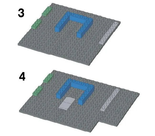 Схема постройки многоэтажного здания из конструктора лего: шаг 3-4