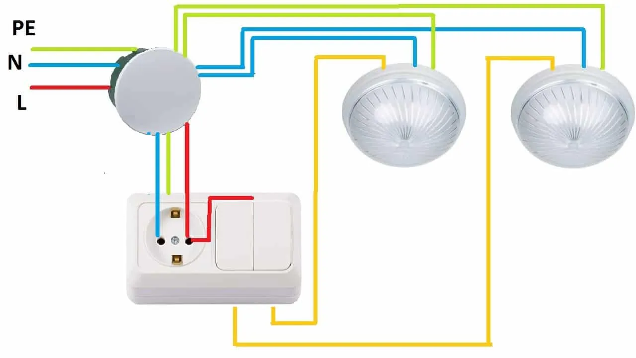 Схема подключения с розеткой в ​​одном корпусе