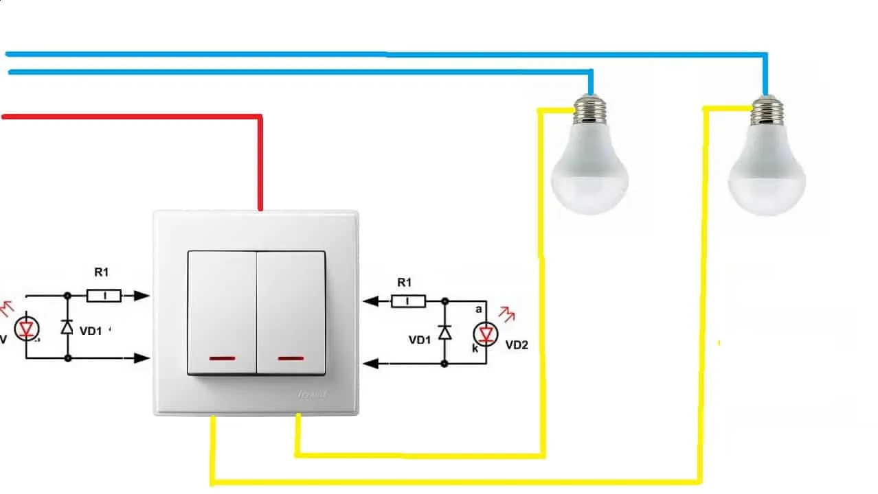 Схема подключения переключателя с подсветкой