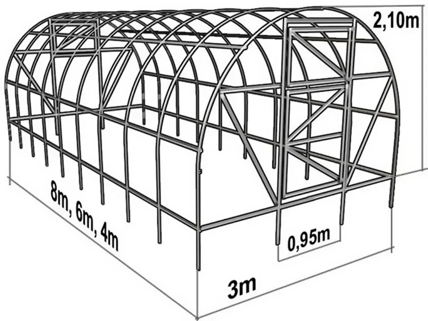 Схема теплицы арочной конструкции