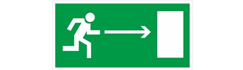 Прямоугольные таблички зеленого цвета используются для обозначения направления к выходу