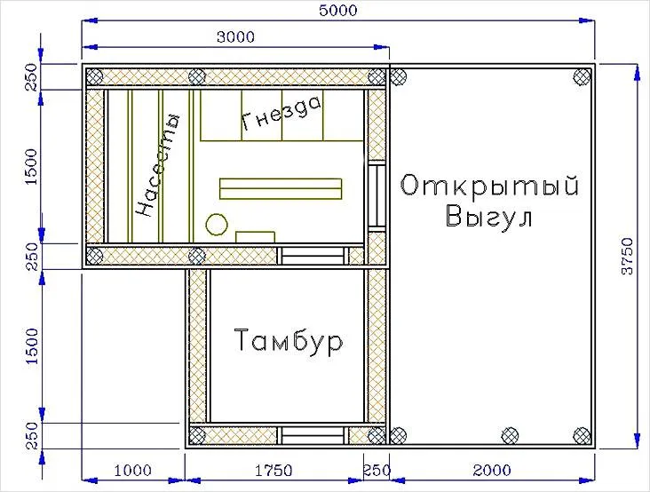 Чертеж курятника, вид сверху. Отличный план для реализации