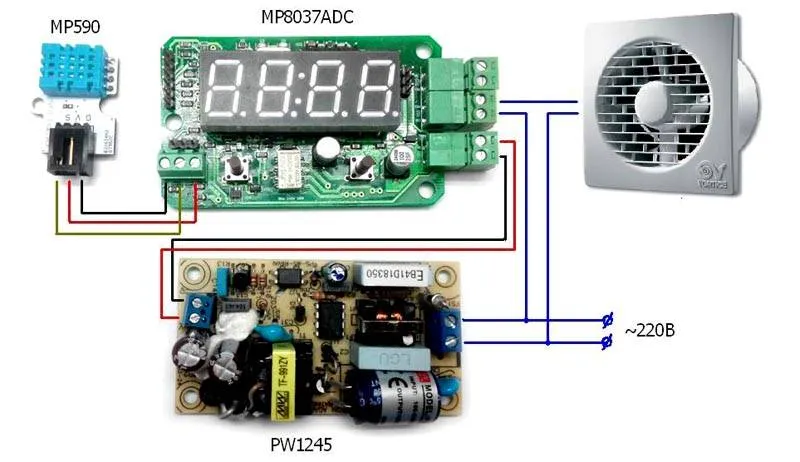 Автоматизировать работу вентиляции в туалете частного дома и защитить от перепадов напряжения можно с применением специализированных комплектов электроники