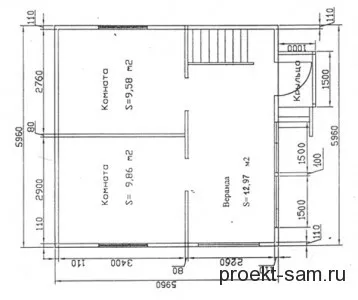 планировка дома с мансардой 6x6